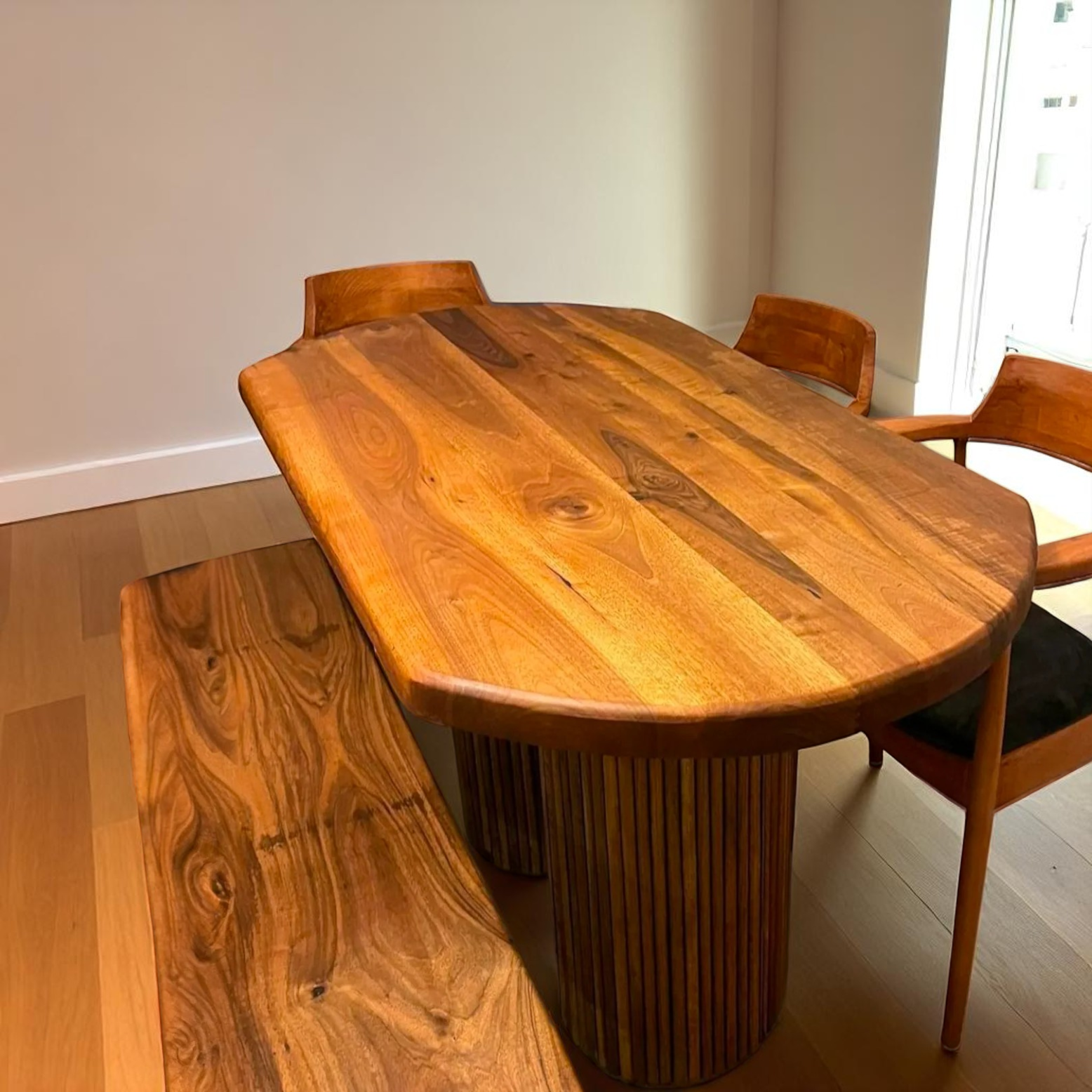 Japandi Style Walnut Wood Dining Table