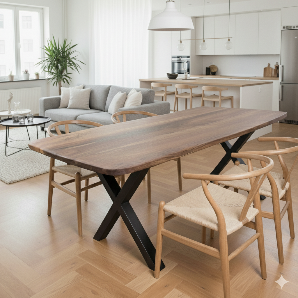 Modern Solid Walnut Table with Sleek Design