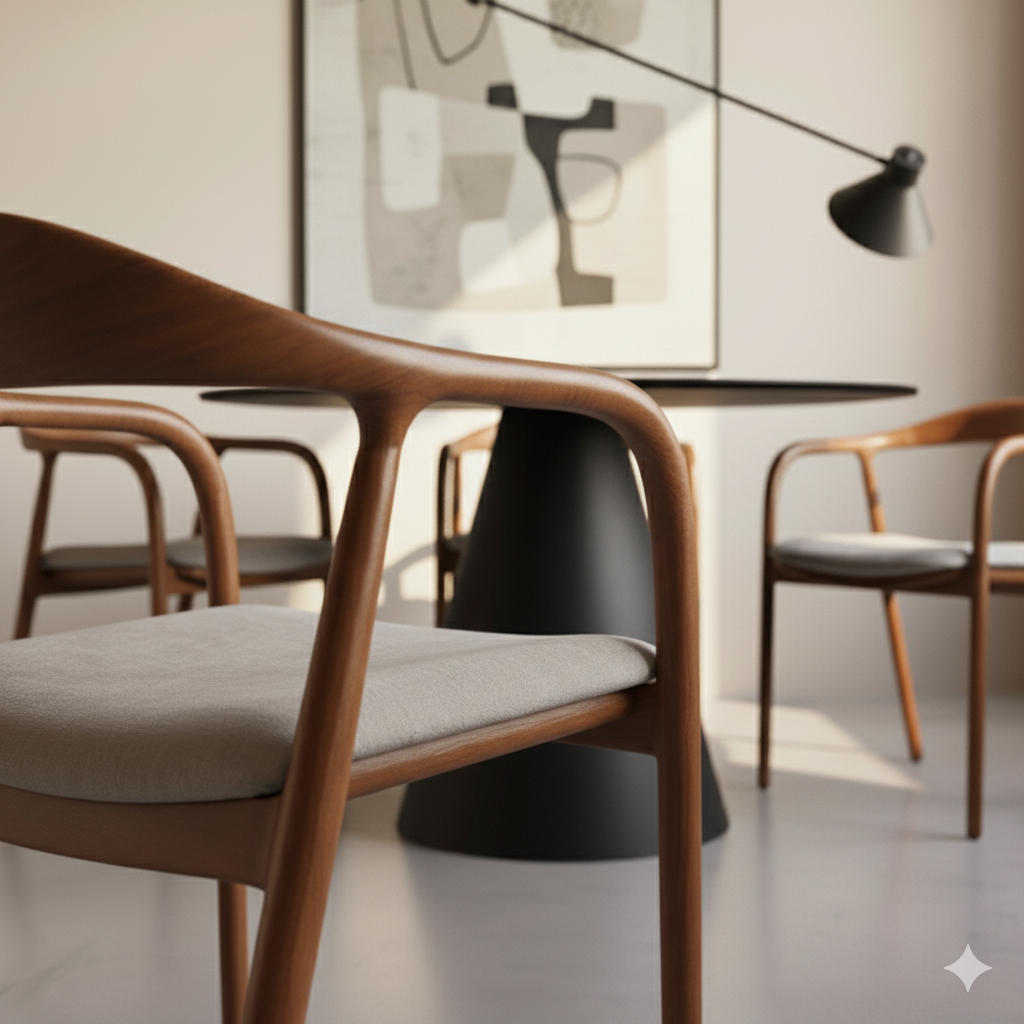 Mid Century Modern Wooden Walnut Colour Dining Chair