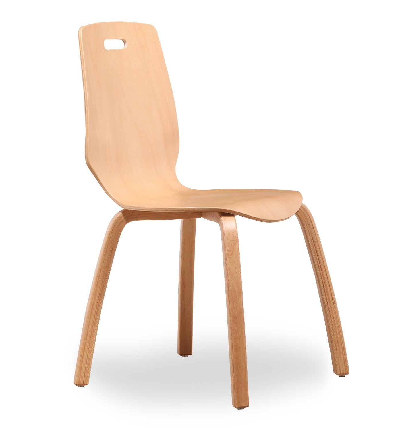 Sleek Natural Wood Chair with Curved Backrest