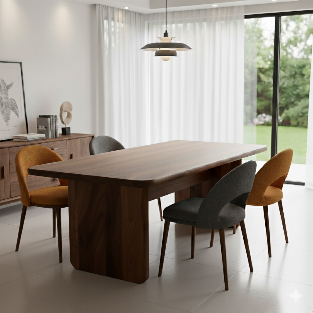 Country Style Walnut Solid Wood Table