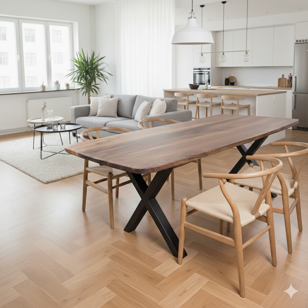Modern Solid Walnut Table with Sleek Design