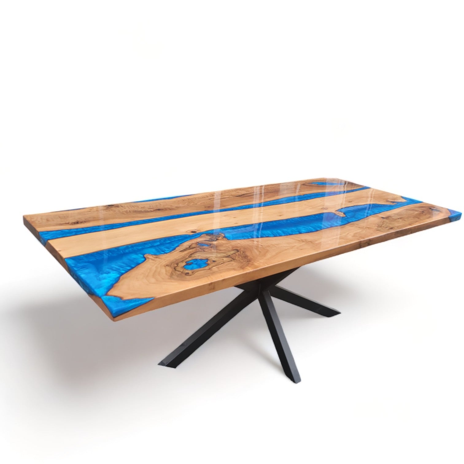 Blue Resin River Epoxy Table