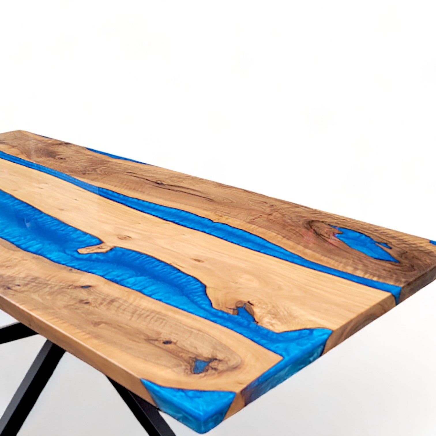 Blue Resin River Epoxy Table