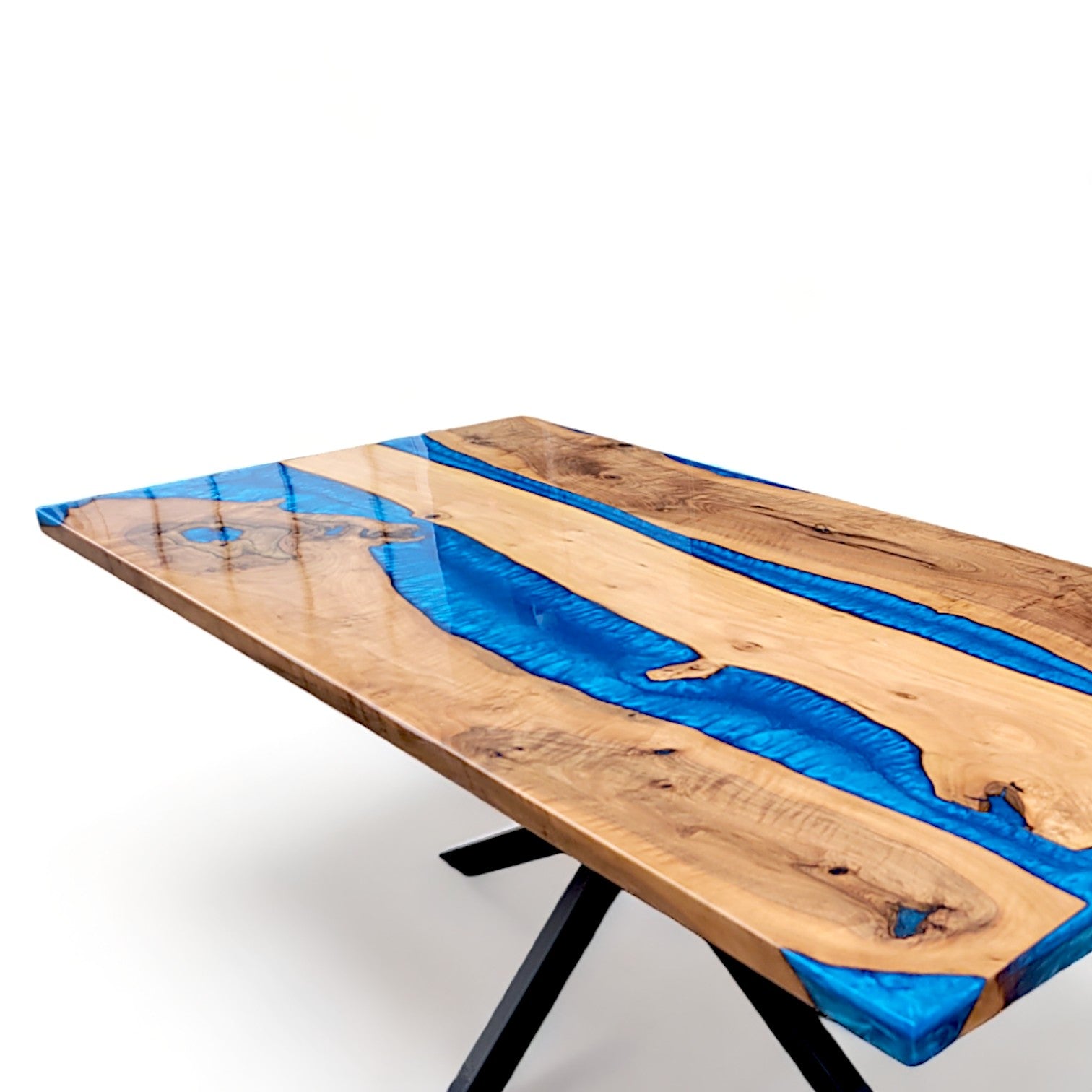 Blue Resin River Epoxy Table