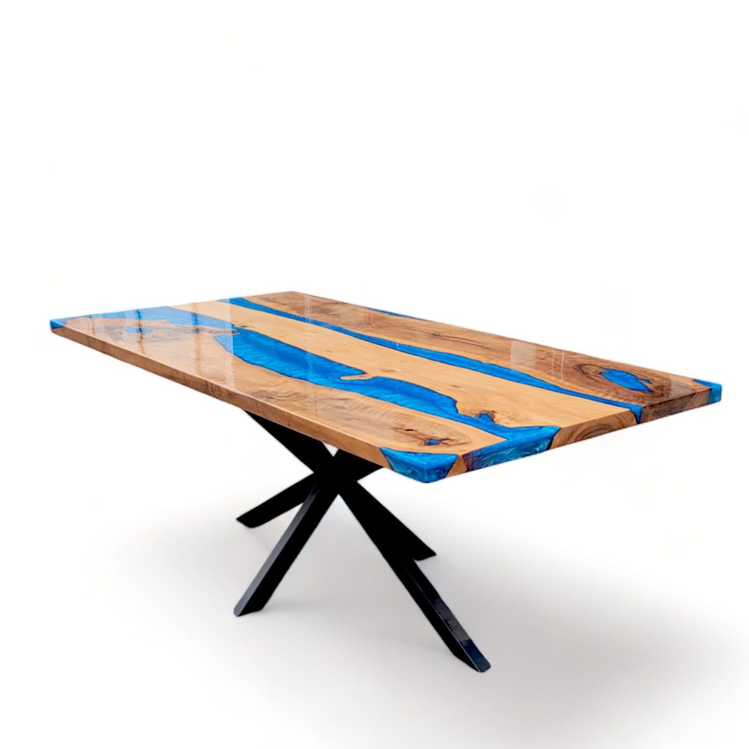 Blue Resin River Epoxy Table