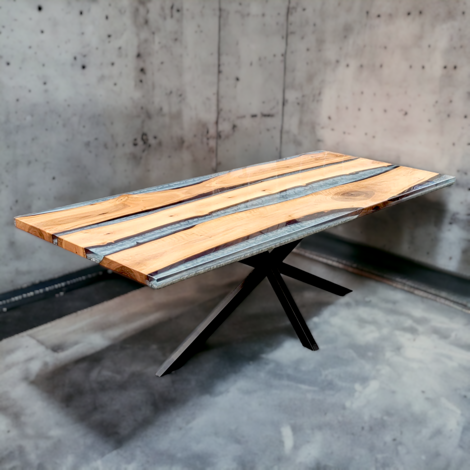 Resin River Grey Walnut Live Edge Table