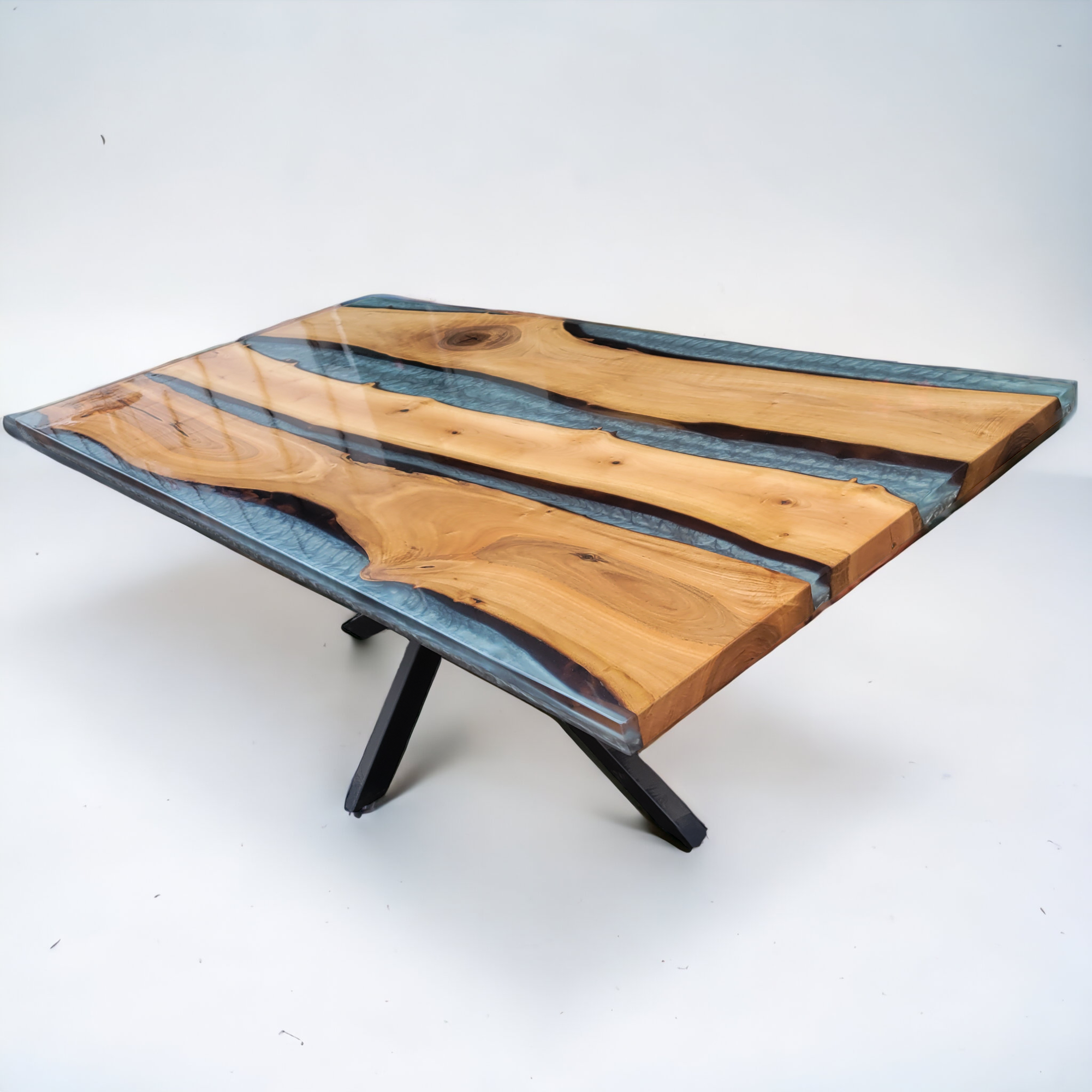 Resin River Grey Walnut Live Edge Table
