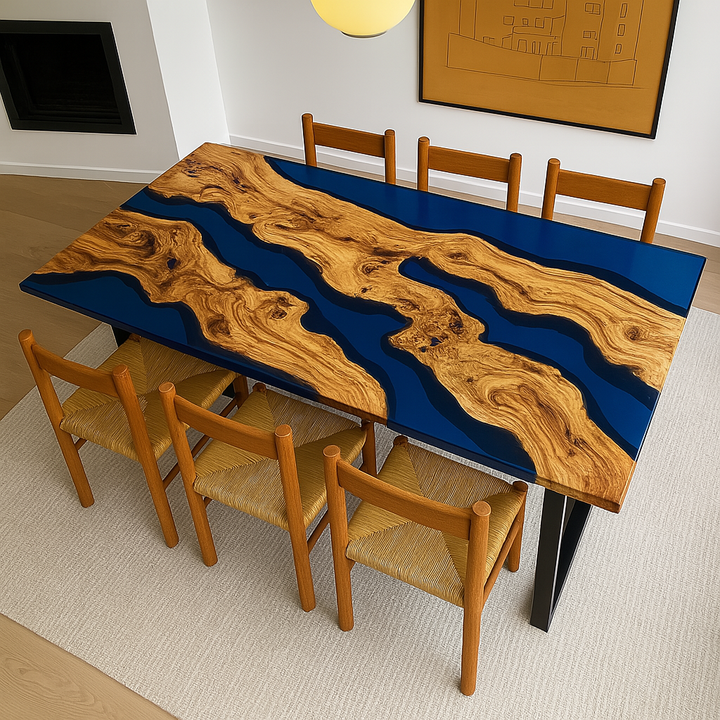 Transparent Blue Epoxy Table