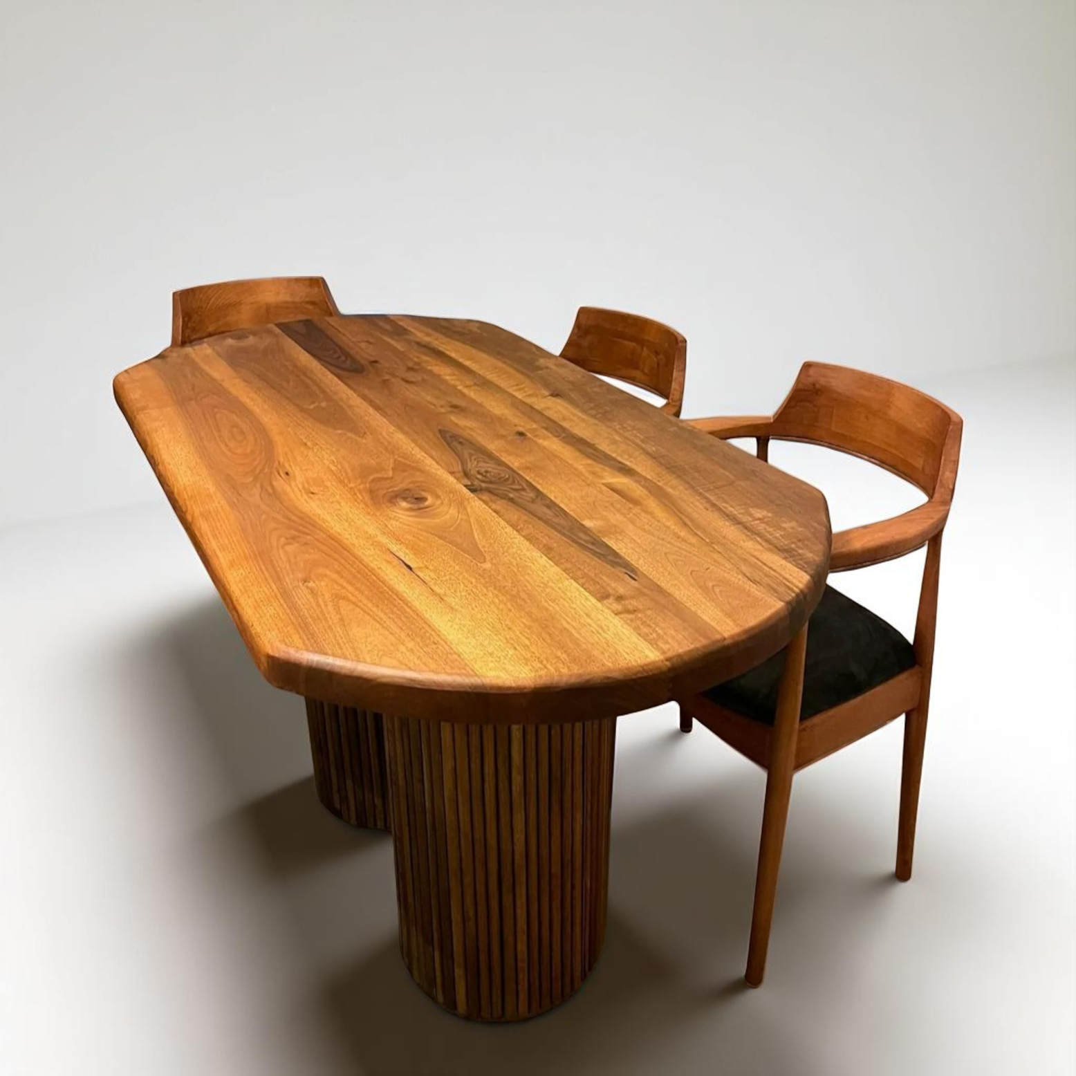 Japandi Style Walnut Wood Dining Table