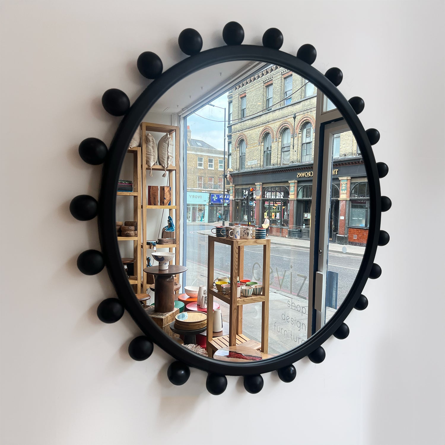 Black Wood Circle Mirror