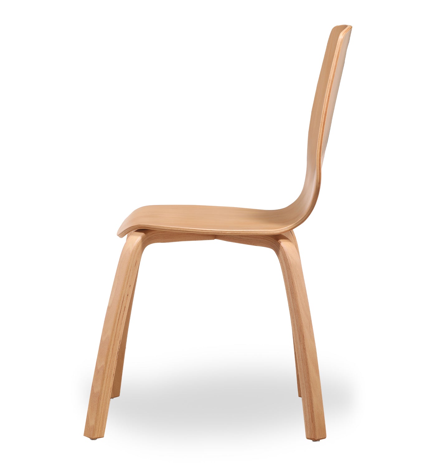 Sleek Natural Wood Chair with Curved Backrest