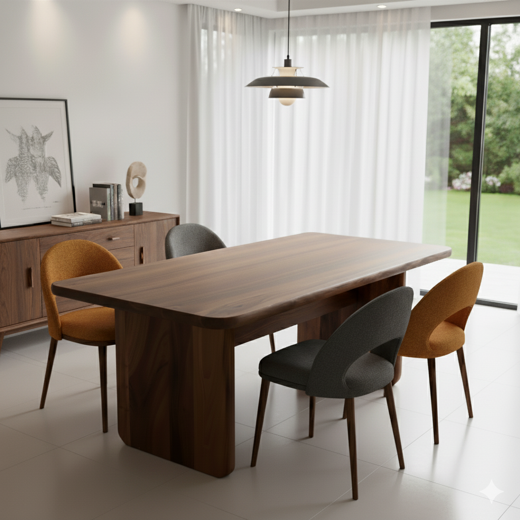 Country Style Walnut Solid Wood Table