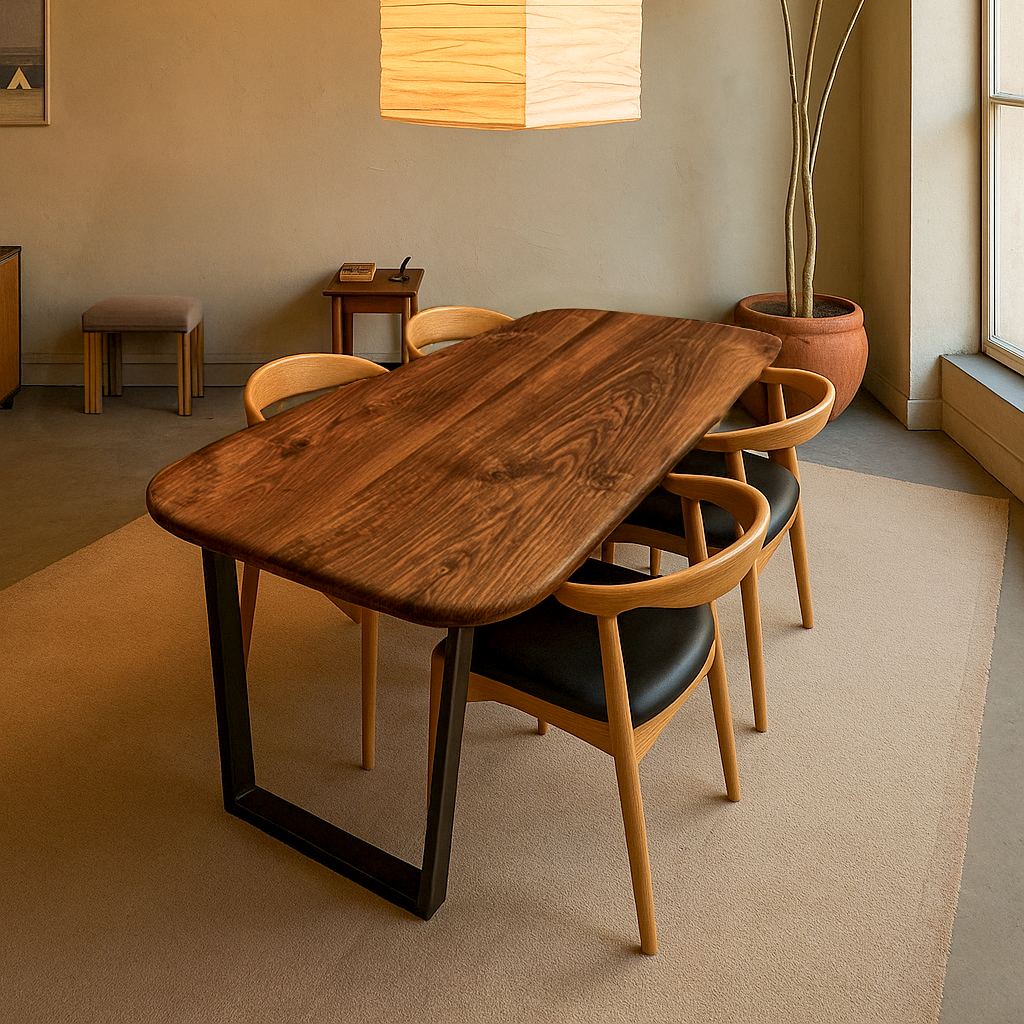 Smooth Edge Walnut Dining Table