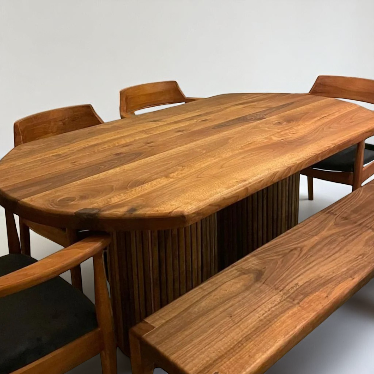 Japandi Style Walnut Wood Dining Table