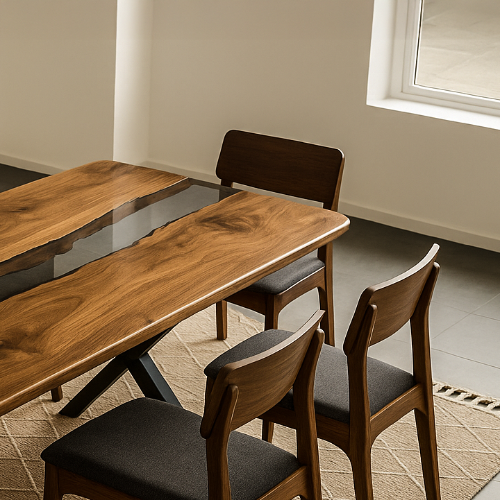 Transparent Epoxy Resin Table - Walnut Epoxy Dining Table