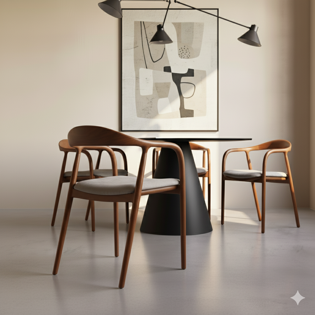 Mid Century Modern Wooden Walnut Colour Dining Chair