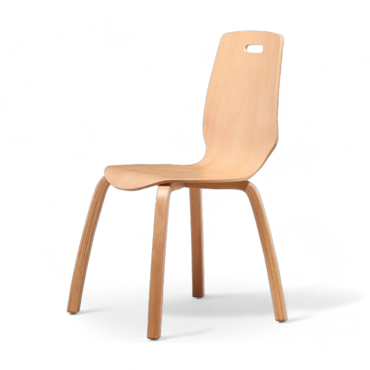 Sleek Natural Wood Chair with Curved Backrest