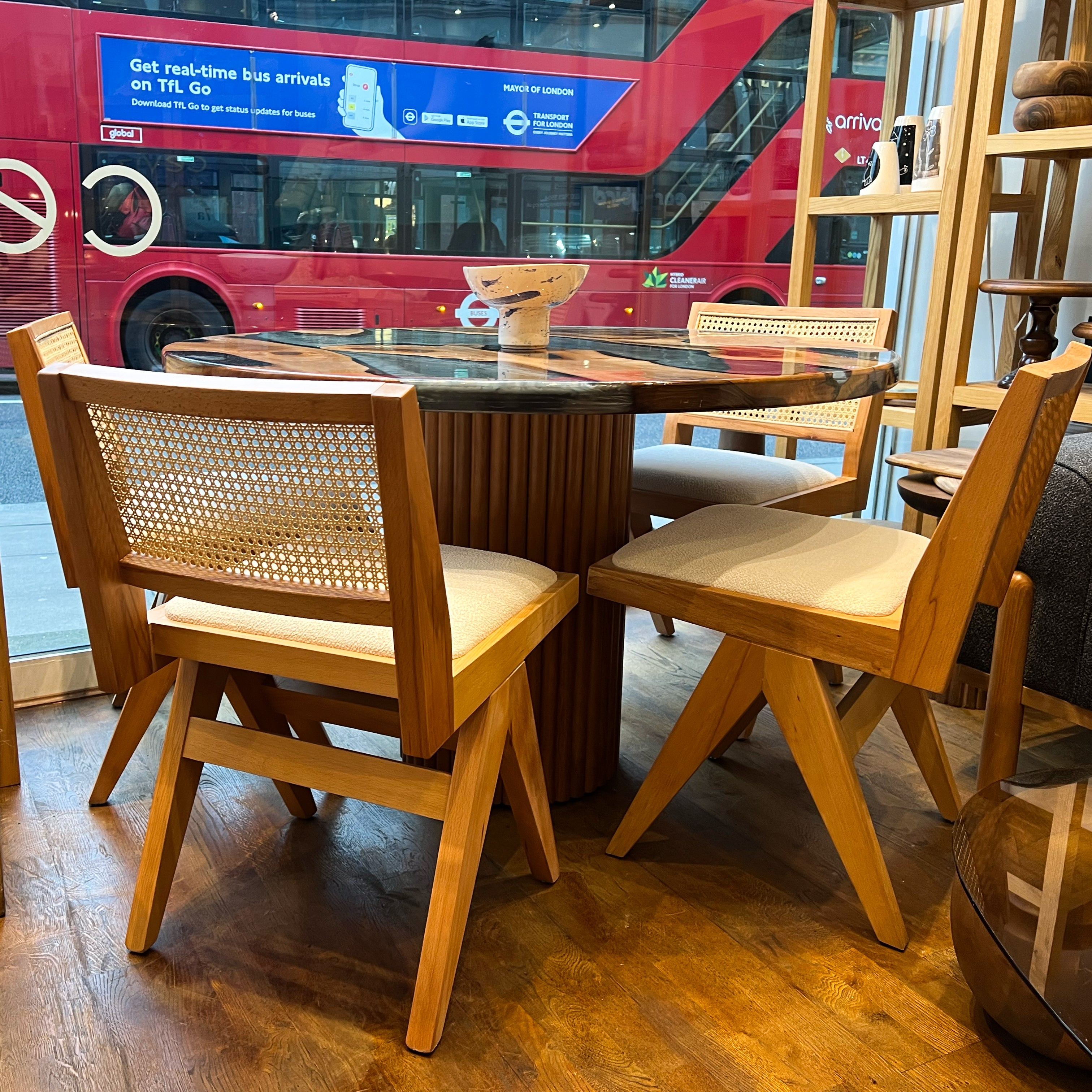 Set of 4 Pierre Wooden Rattan Dining Chair
