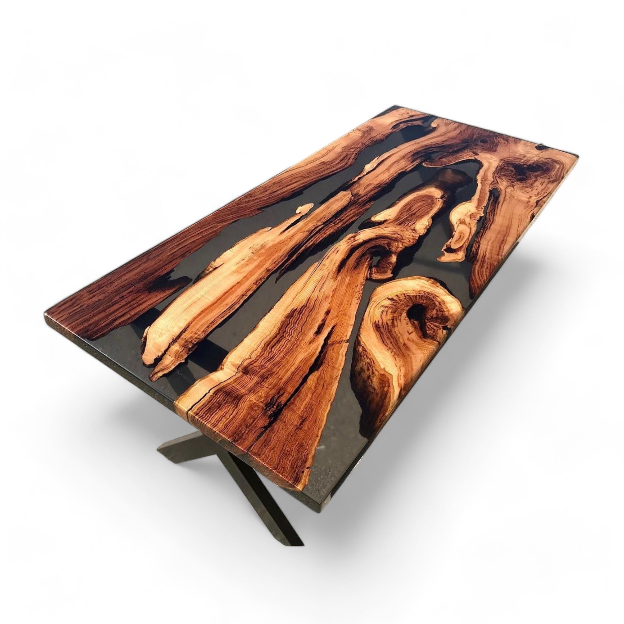 Semi Transparent Black Epoxy Table - Chestnut Wood and Resin