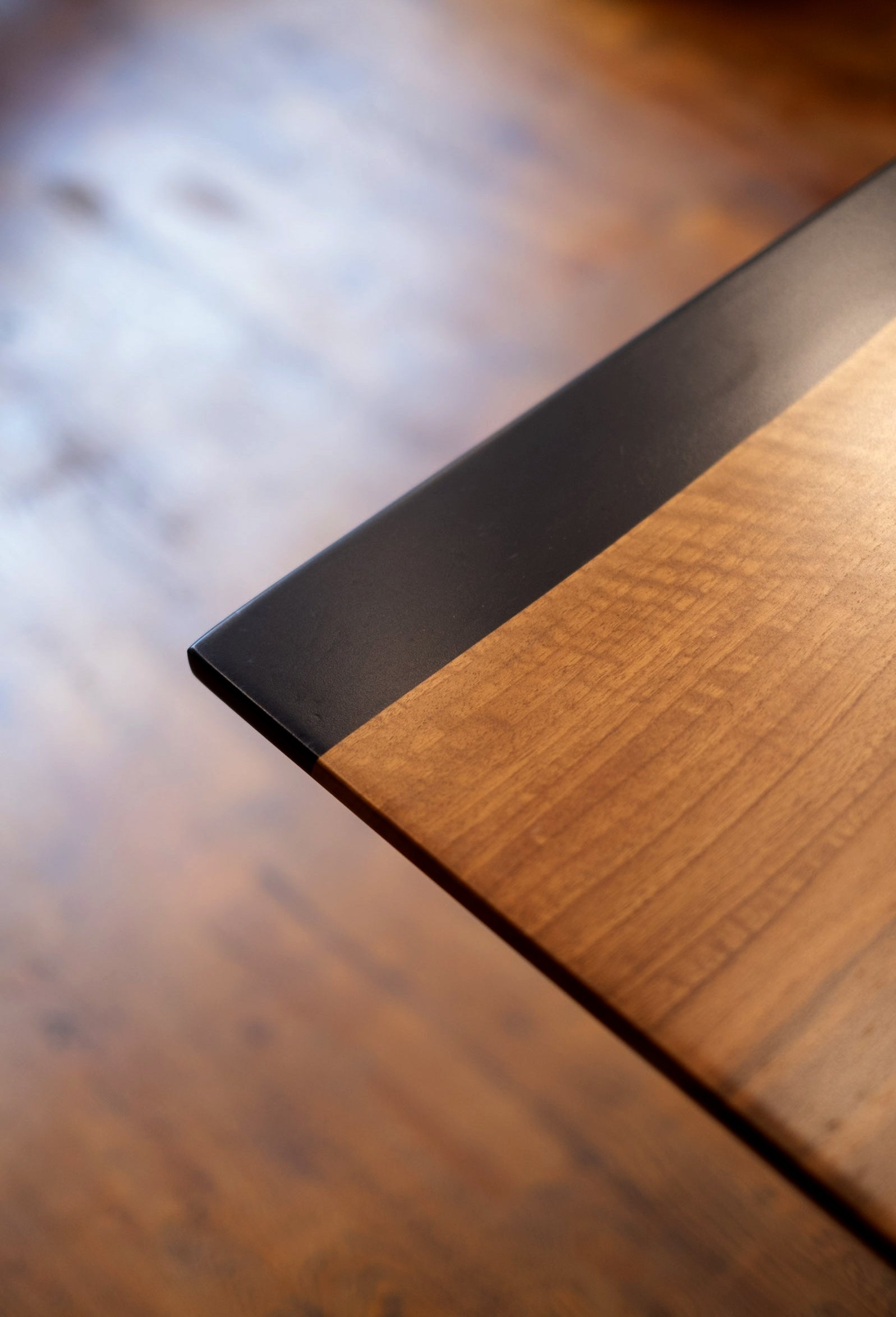 One Piece Walnut Black Epoxy Resin Conference Table