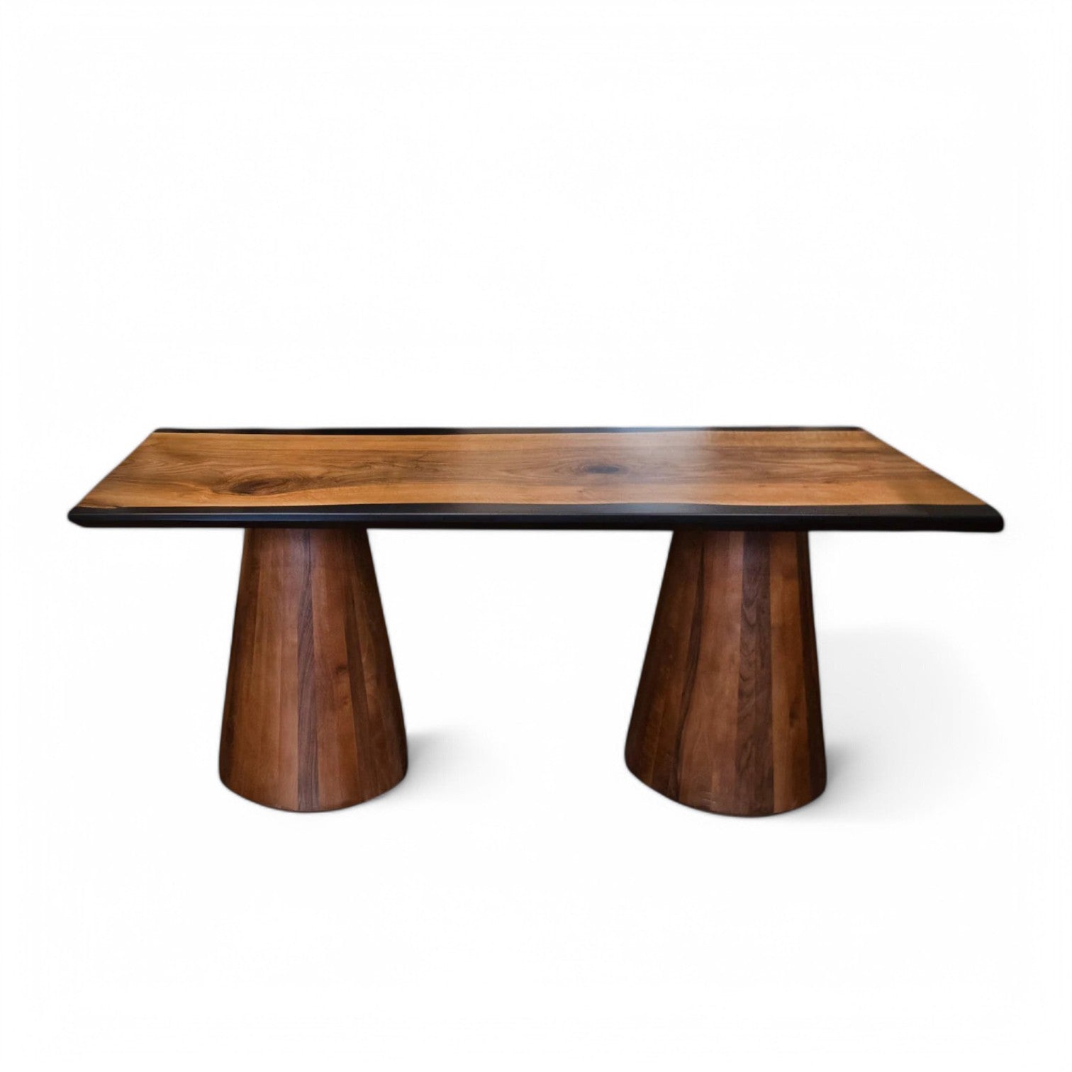 One Piece Walnut Black Epoxy Resin Conference Table
