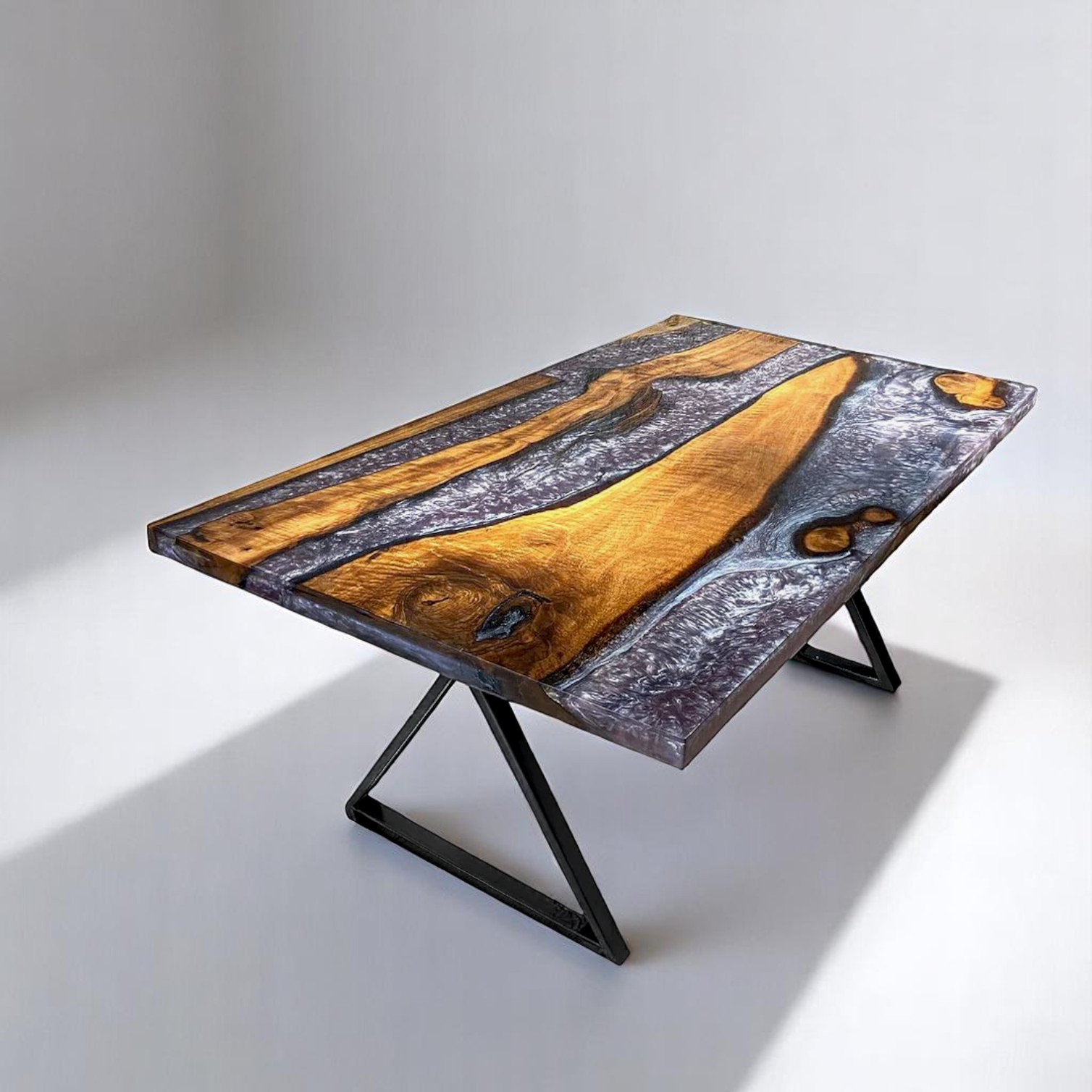 Purple Resin Epoxy Walnut Table