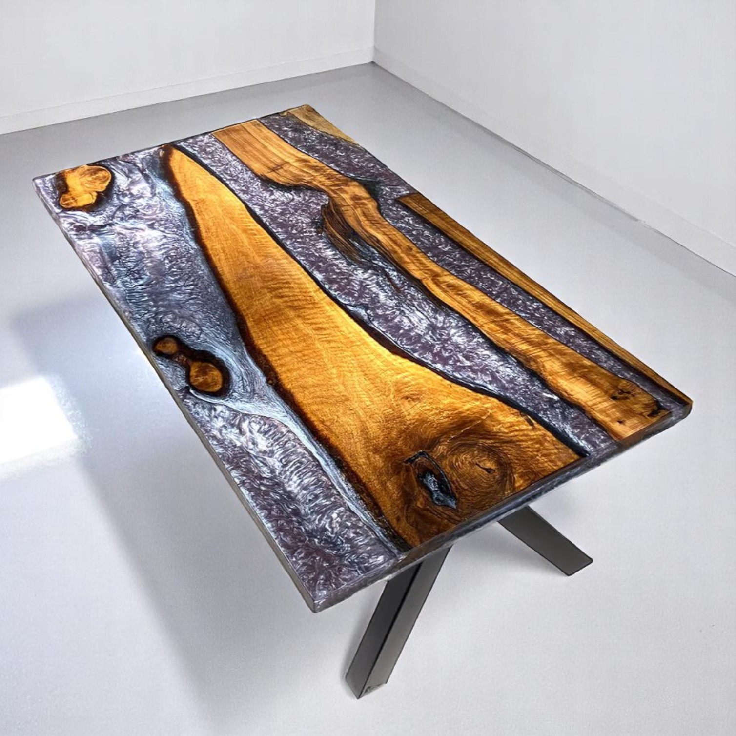 Purple Resin Epoxy Walnut Table