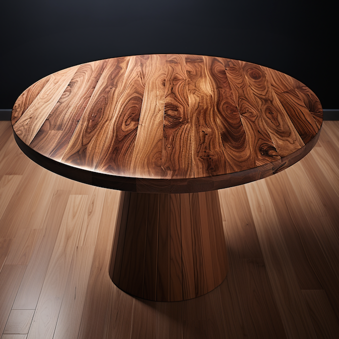 Japandi Round Walnut Table