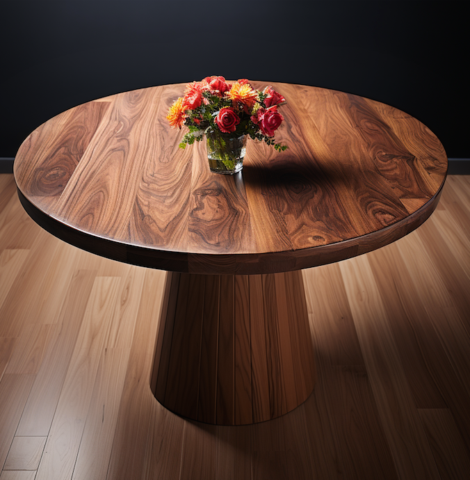 Japandi Round Walnut Table