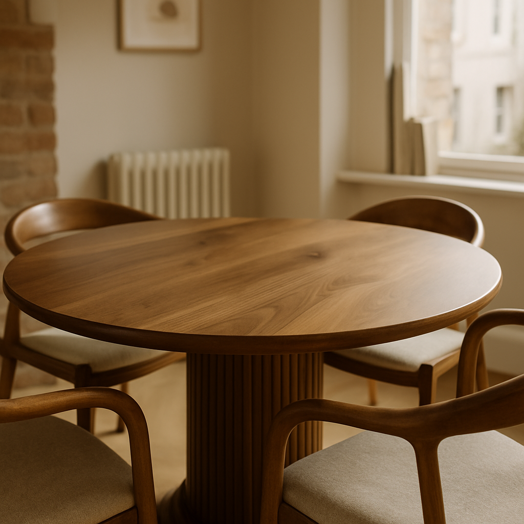 Midcentury Round Walnut Table