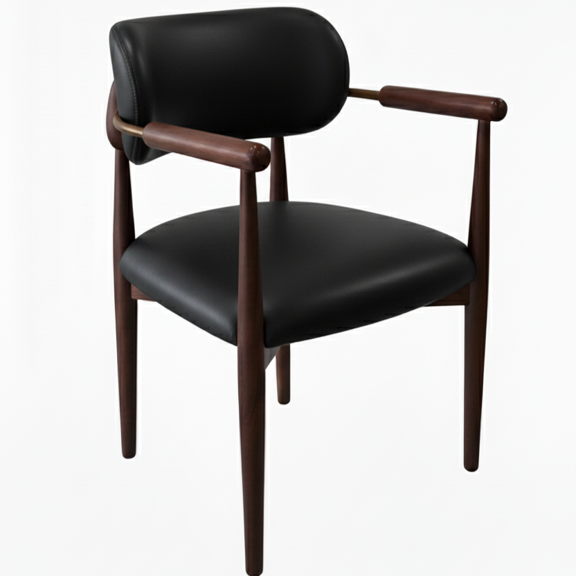 Black Wood Chair with Bronze Details