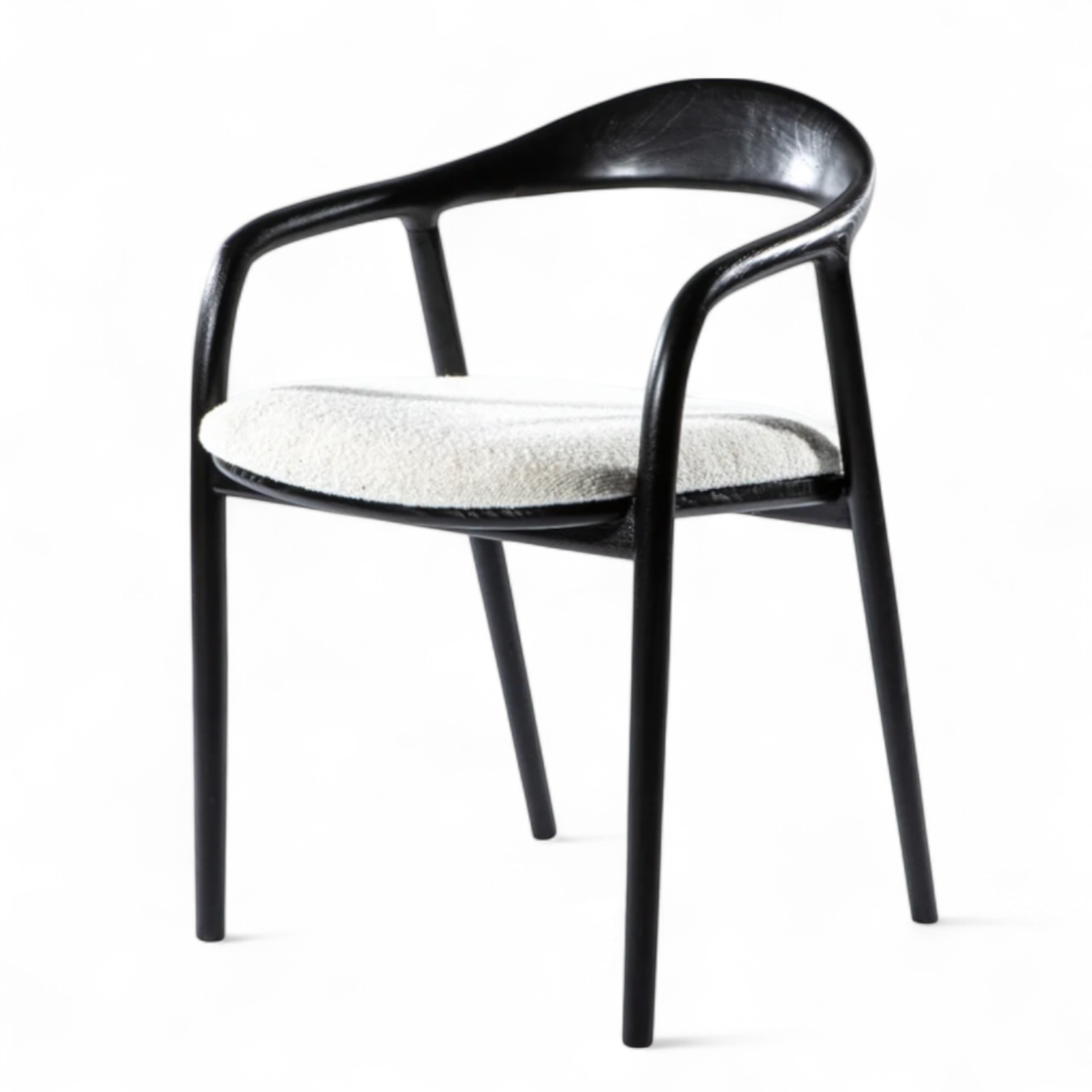 Mid Century Modern Wooden Black Dining Chair