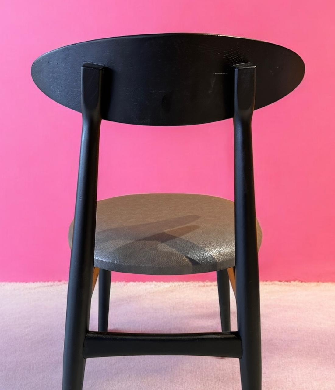 Oslo Scandinavian Dining Chair – Black Wood & Leather Upholstered Seat
