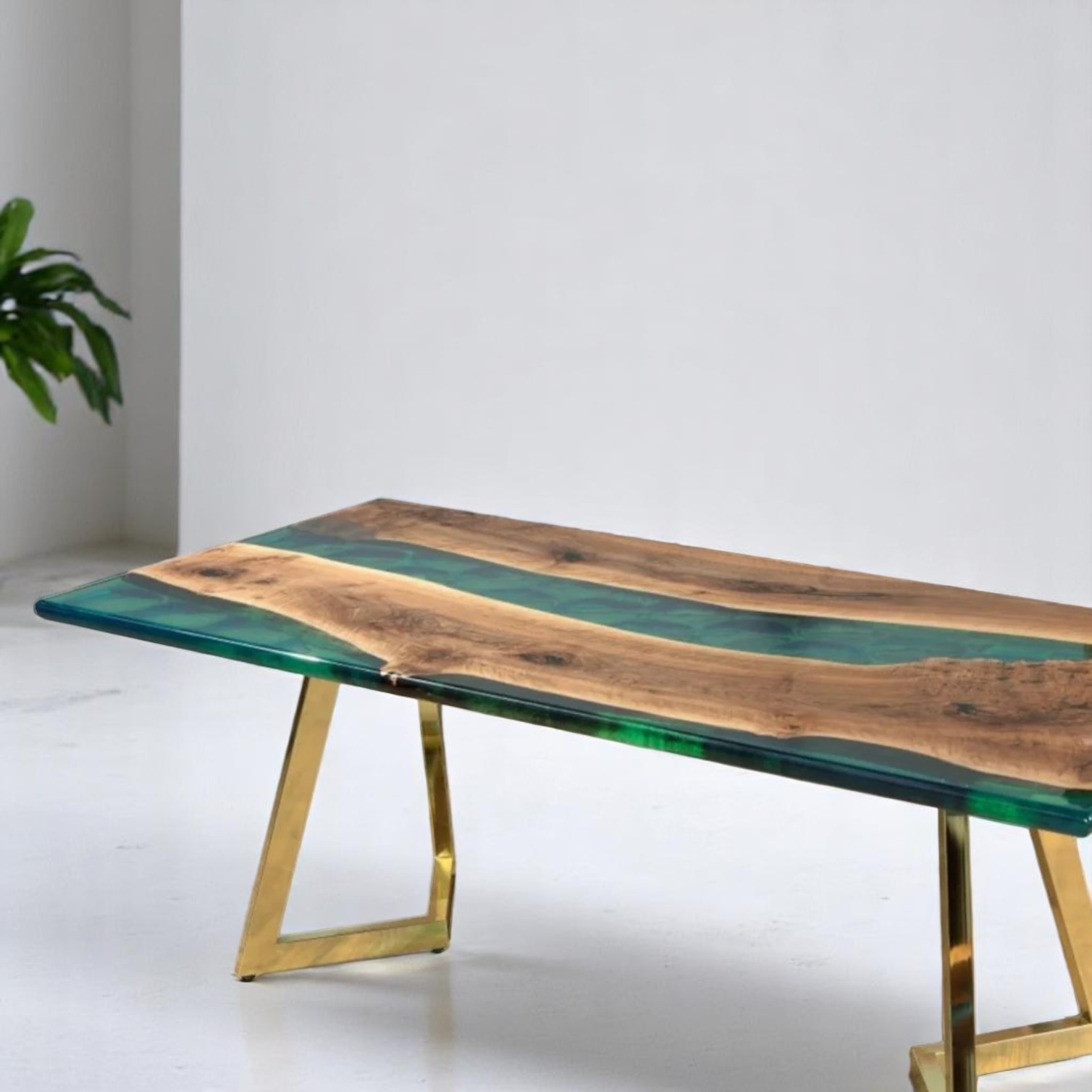 Elegant Green Resin Epoxy Table