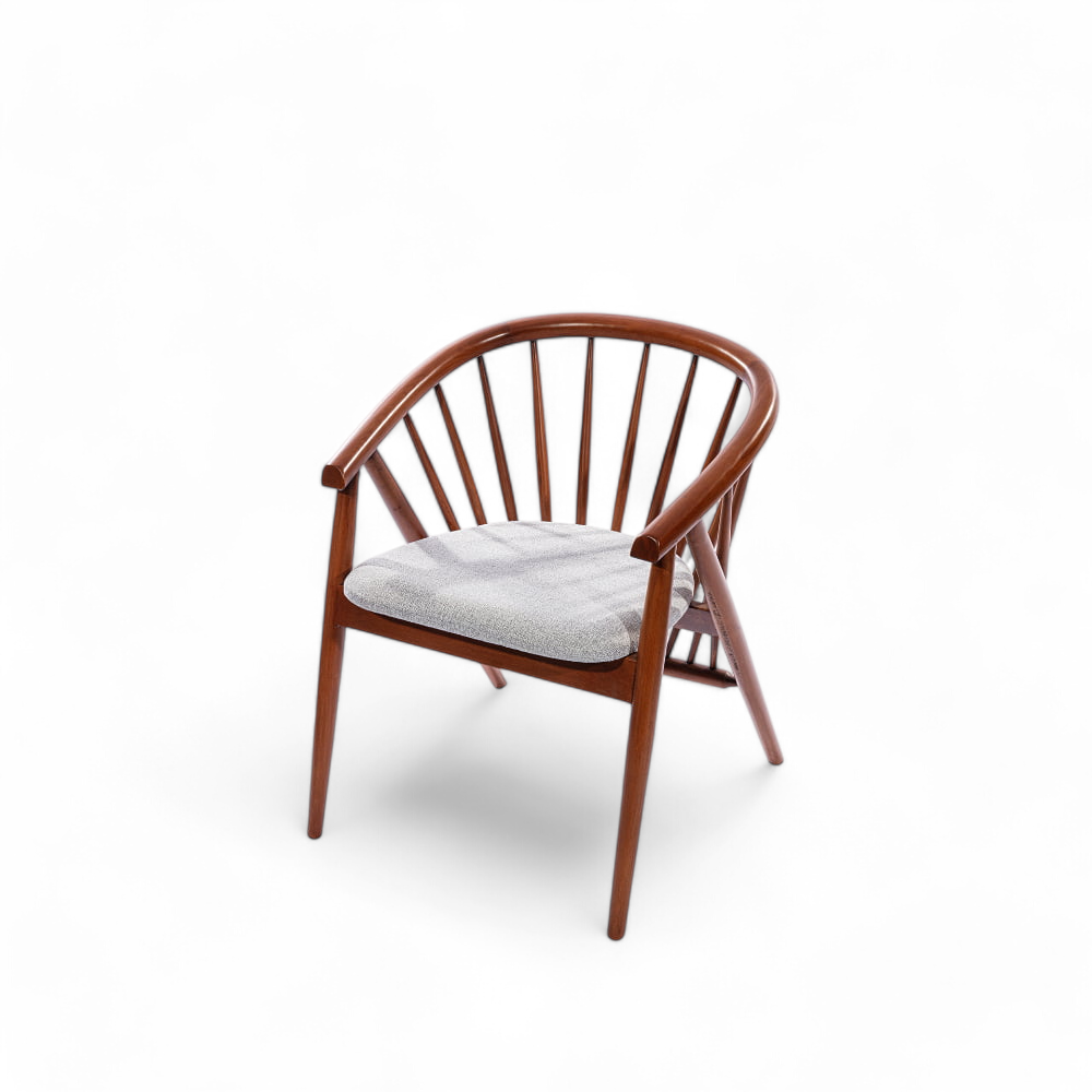 Modern Spindle Back Walnut Colour Wood Chair