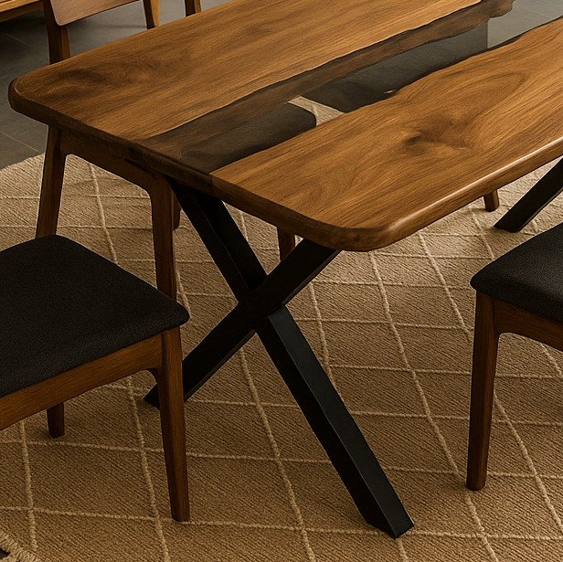 Transparent Epoxy Resin Table - Walnut Epoxy Dining Table