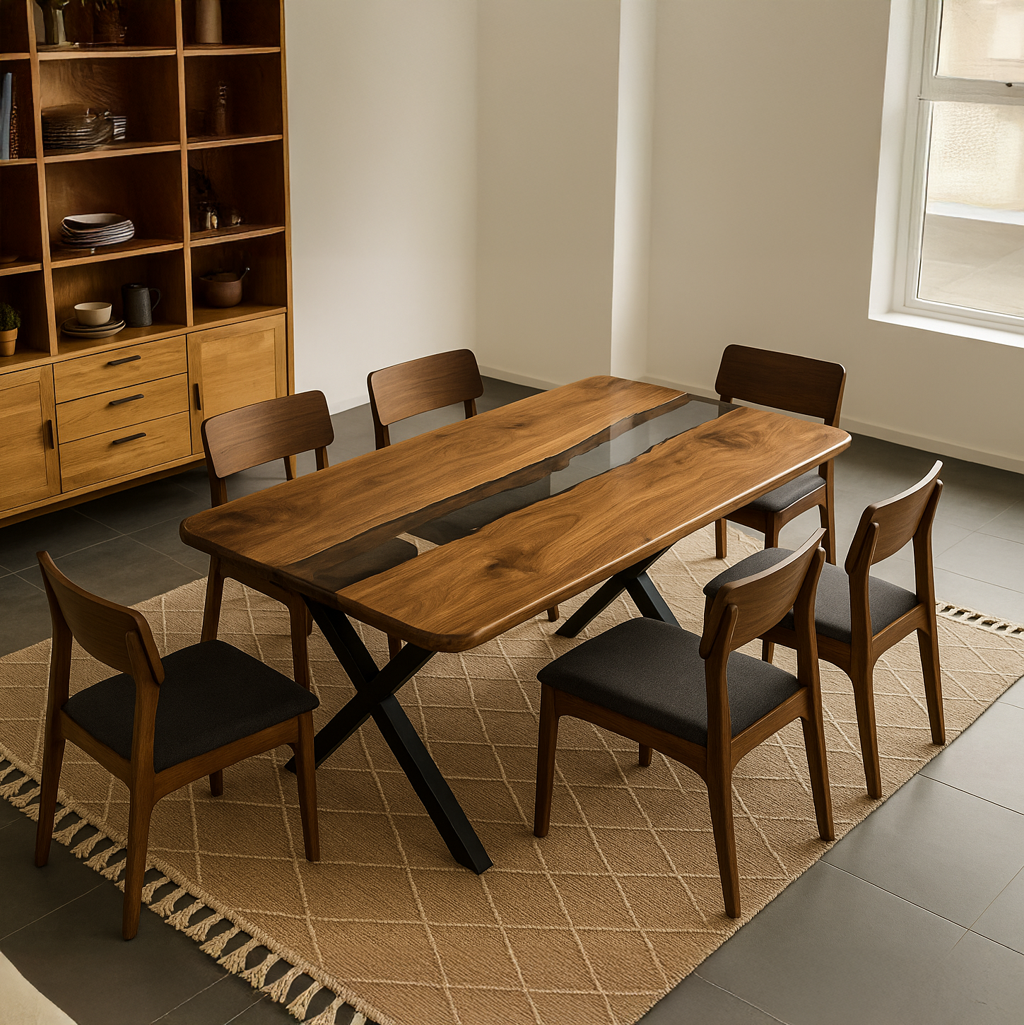 Transparent Epoxy Resin Table - Walnut Epoxy Dining Table