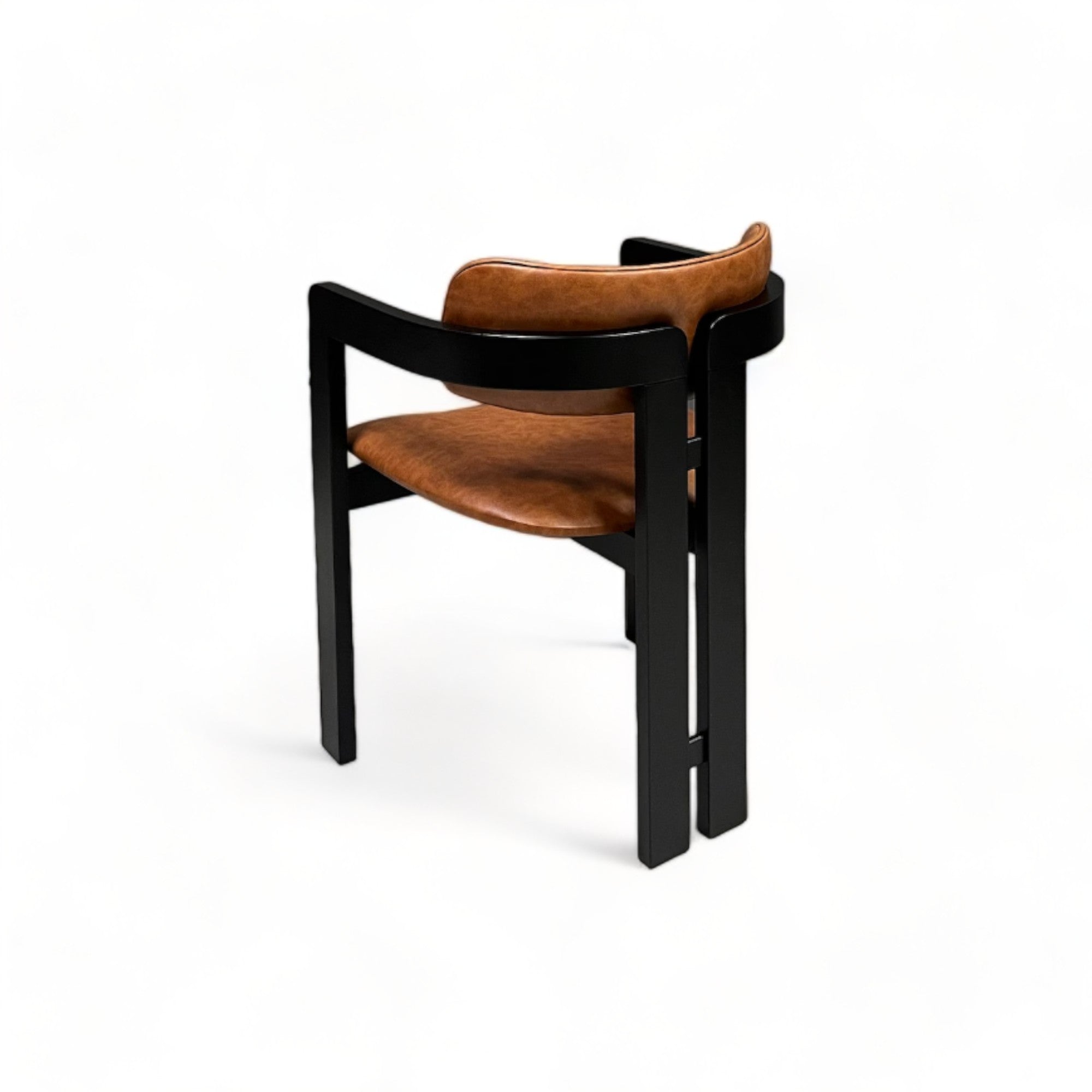 Mid-Century Modern Faux Leather Dining Chair with Wooden Frame