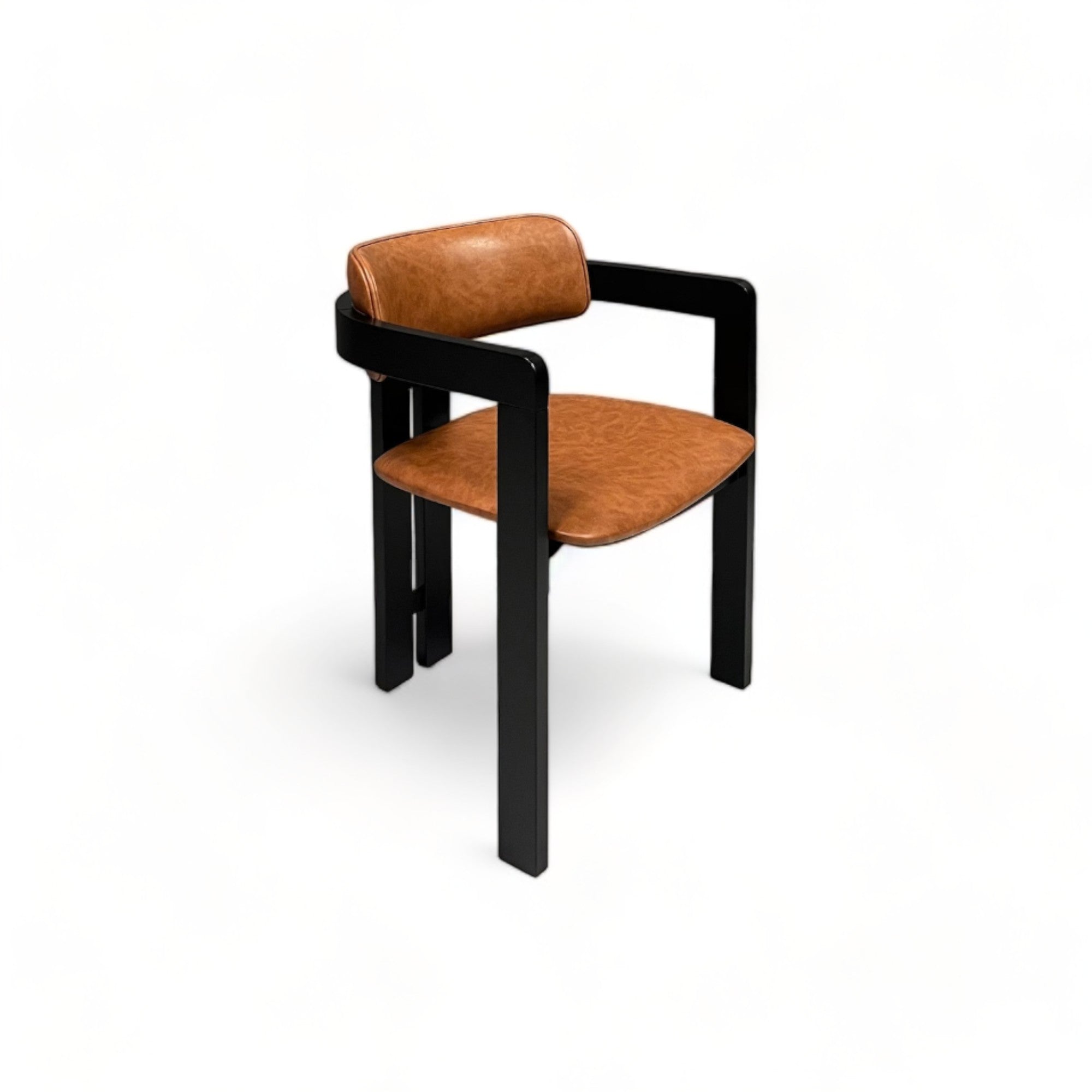 Mid-Century Modern Faux Leather Dining Chair with Wooden Frame