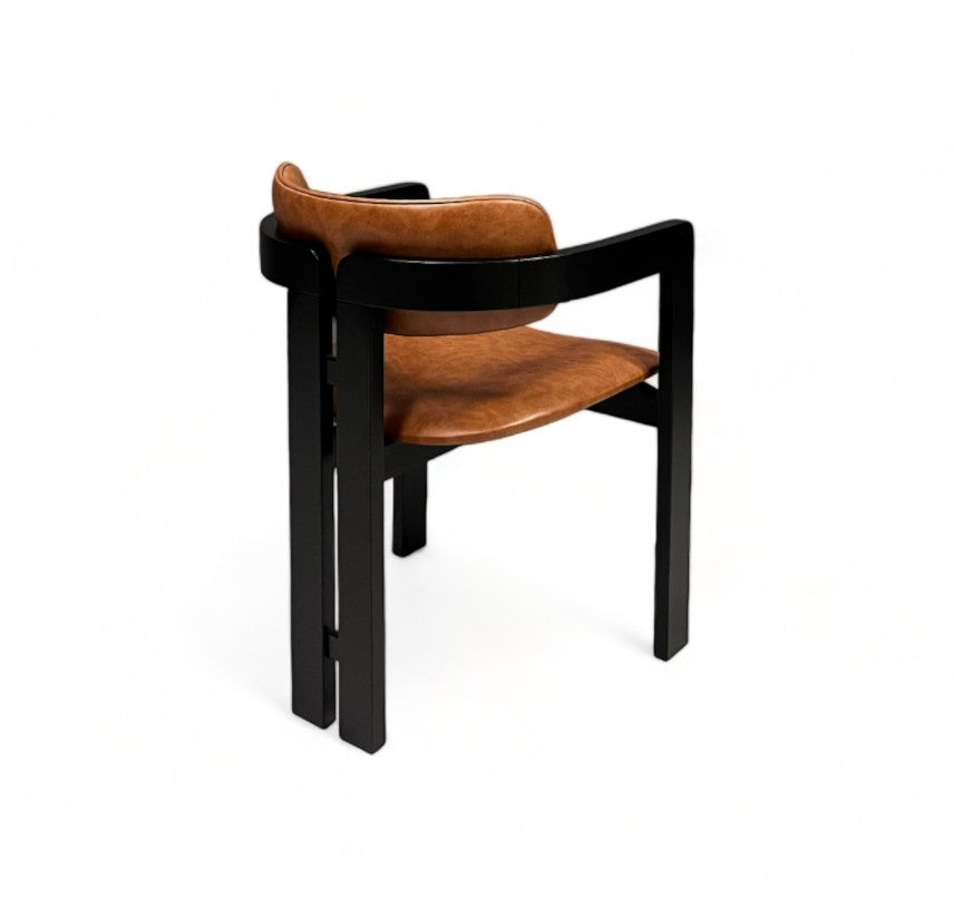 Mid-Century Modern Faux Leather Dining Chair with Wooden Frame