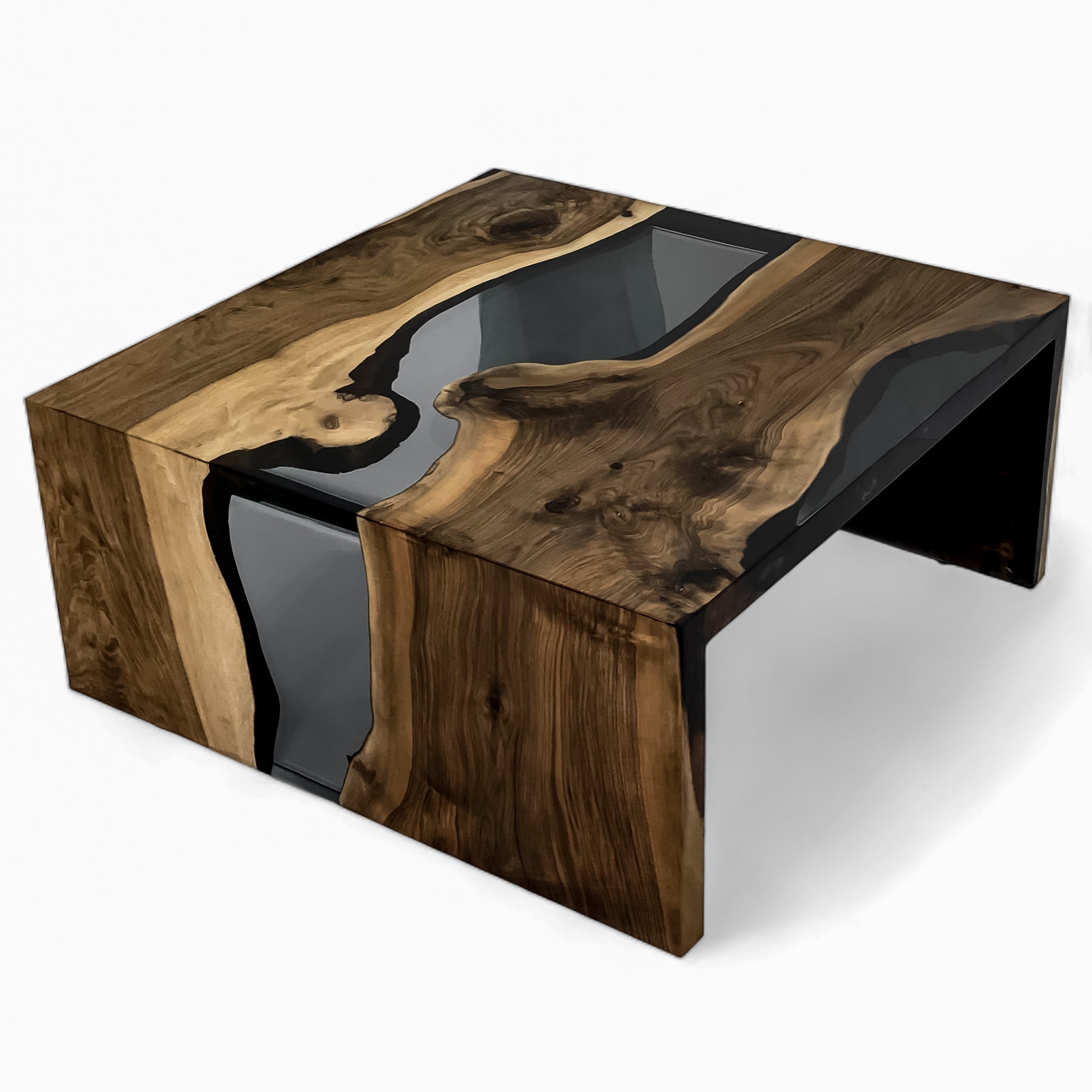 One Piece Walnut Resin Coffee Table