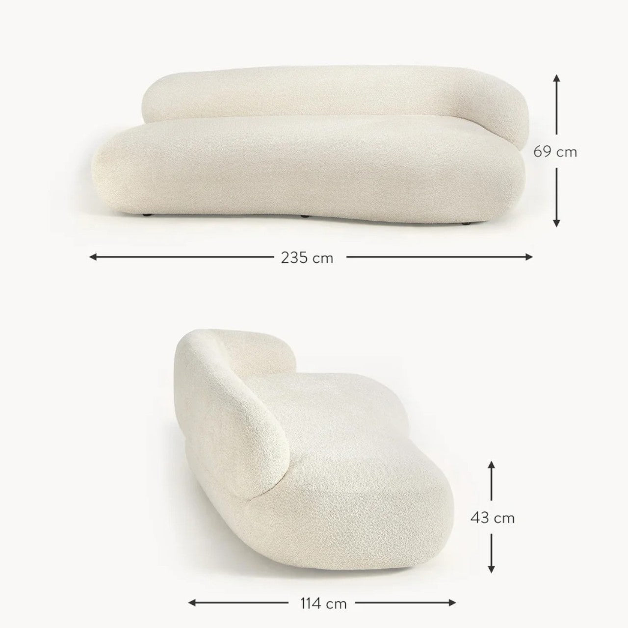 Curved Nordic Plush Sofa - Contemporary Scandinavian Comfort