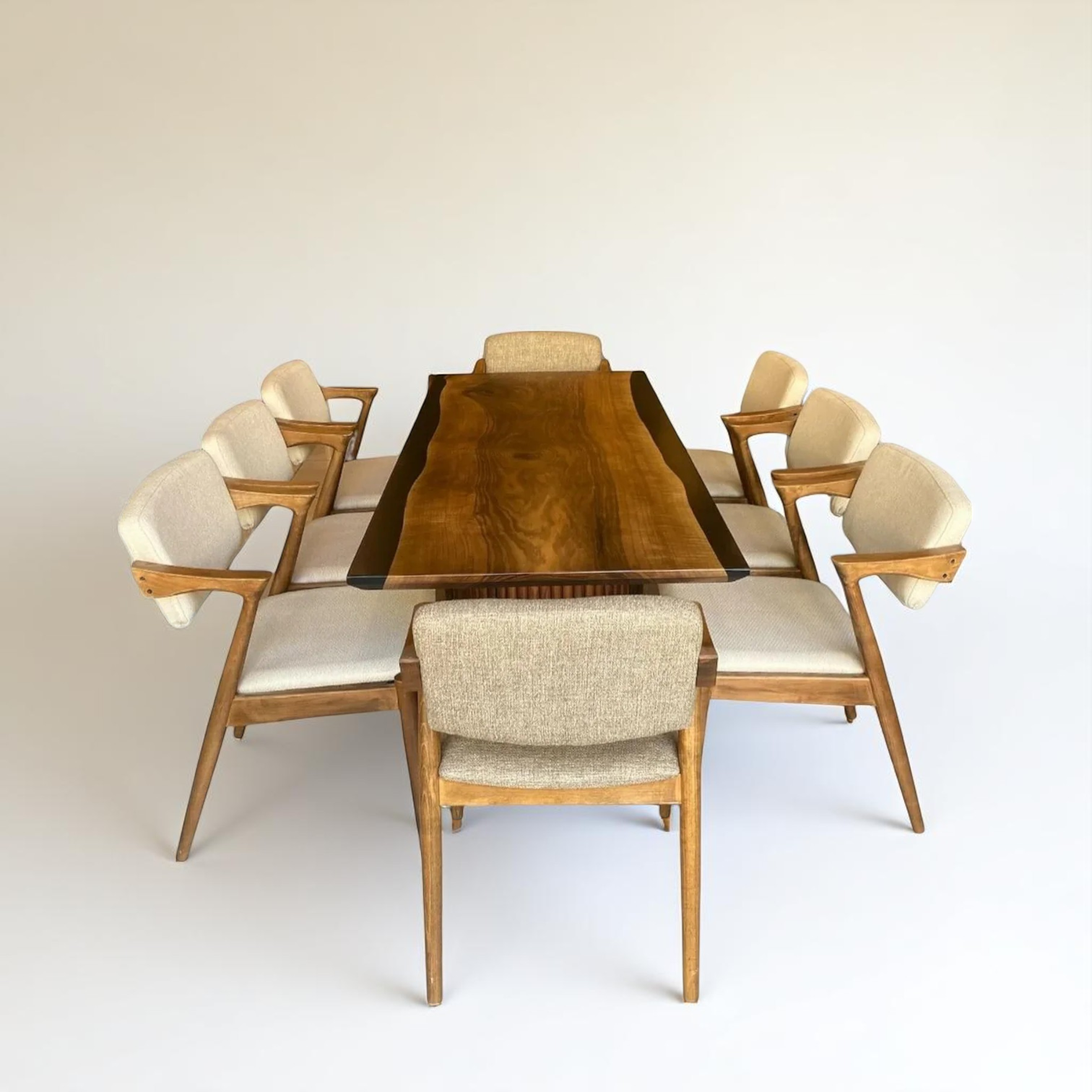 One Piece Walnut Black Epoxy Resin Conference Table