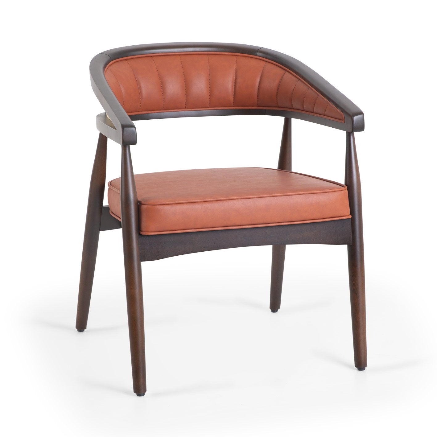 Modern Walnut Dining Chair with Faux Leather Upholstery