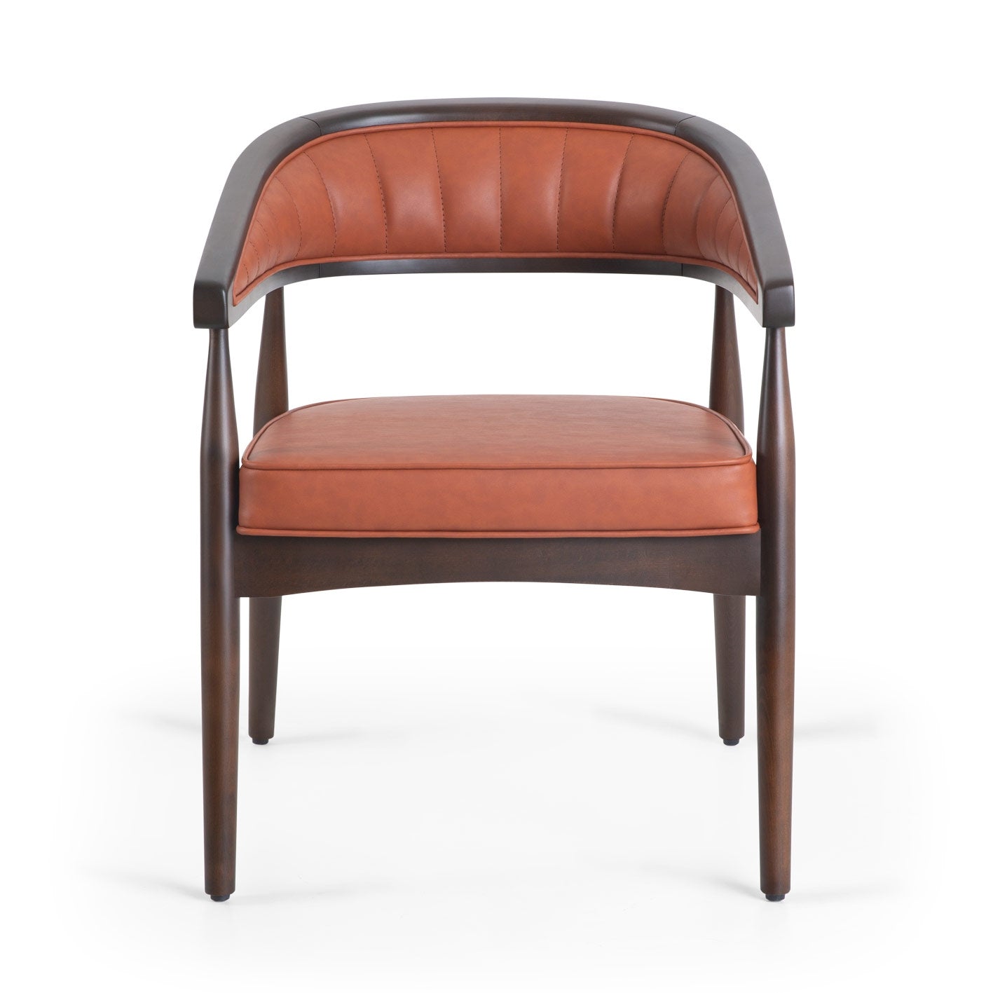 Modern Walnut Dining Chair with Faux Leather Upholstery