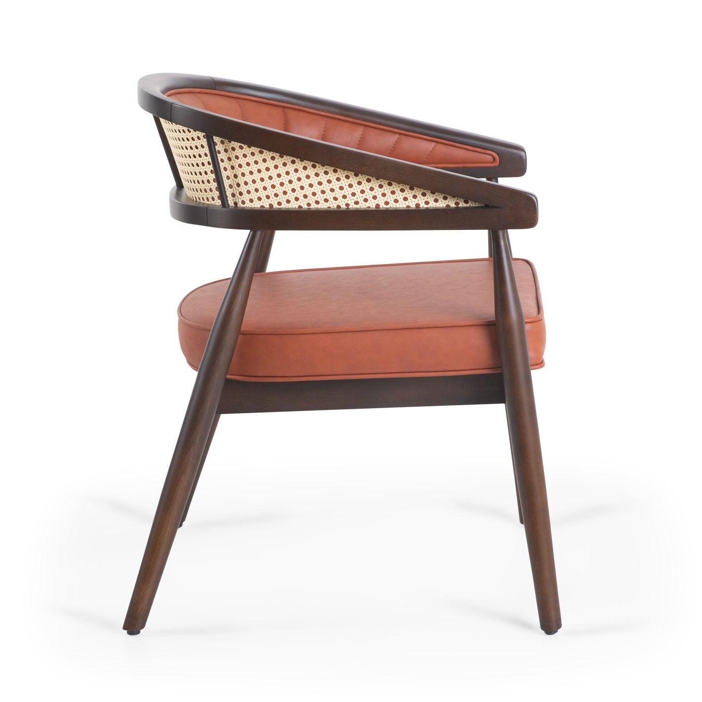 Modern Walnut Dining Chair with Faux Leather Upholstery