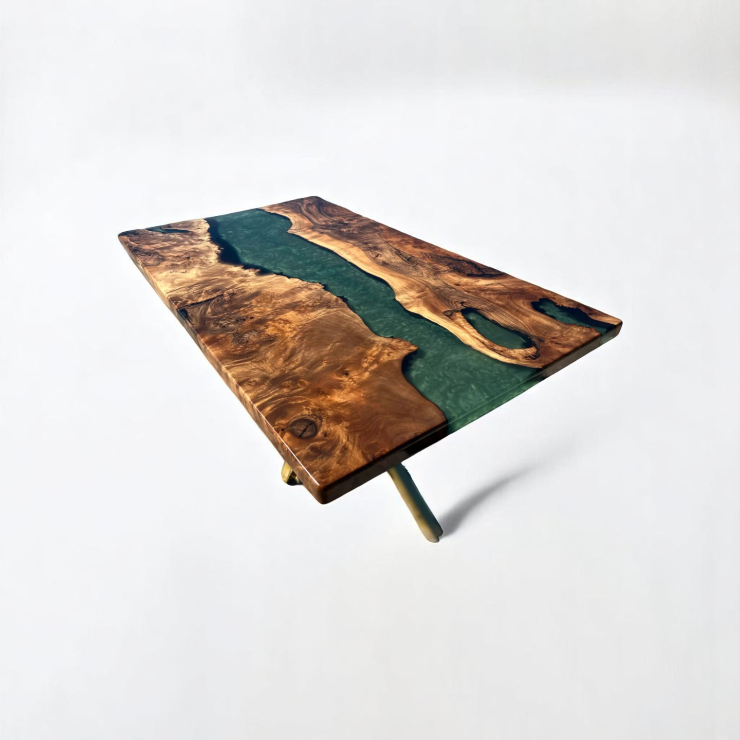 Green Resin River Walnut Epoxy Table