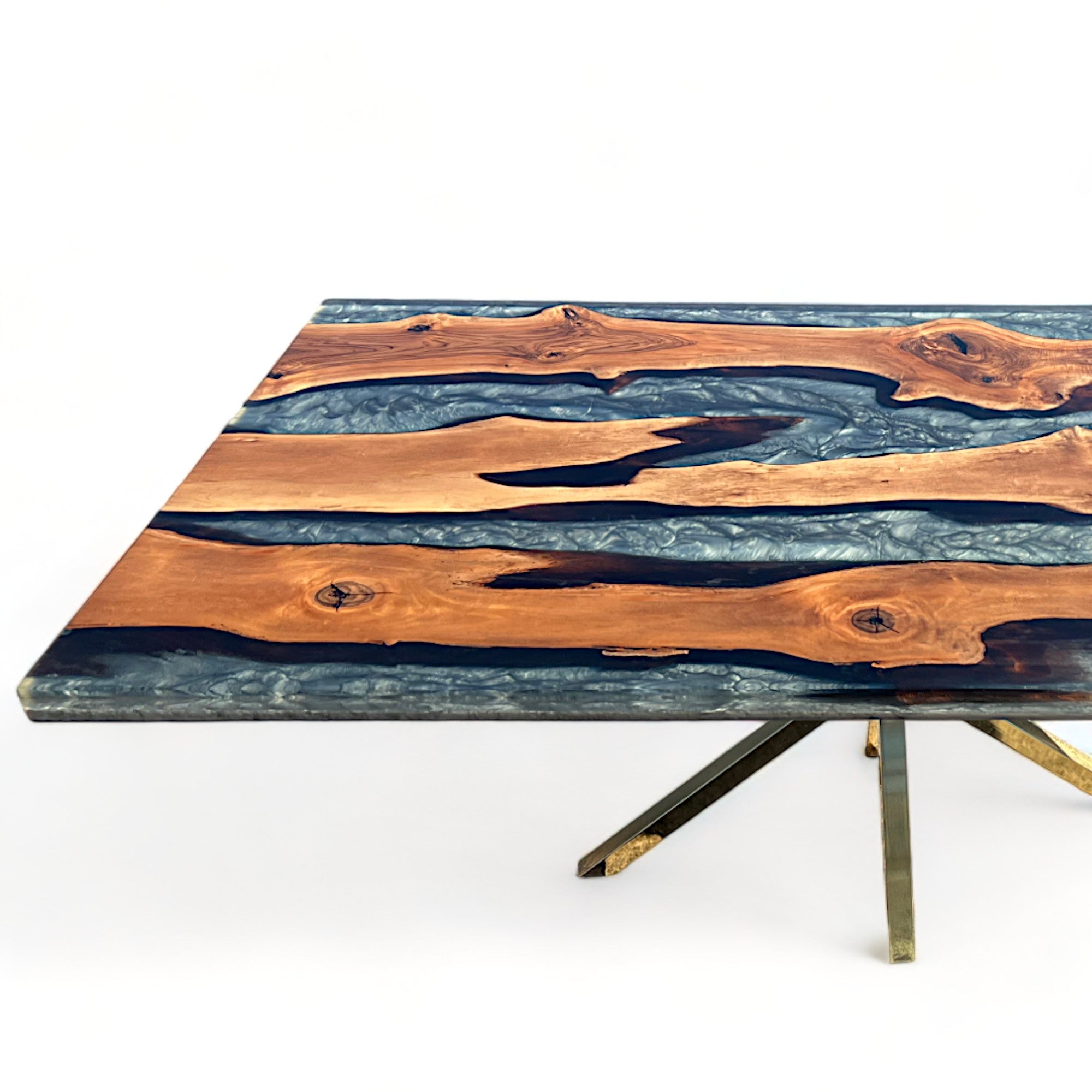 Handcrafted Resin River Epoxy Walnut Table