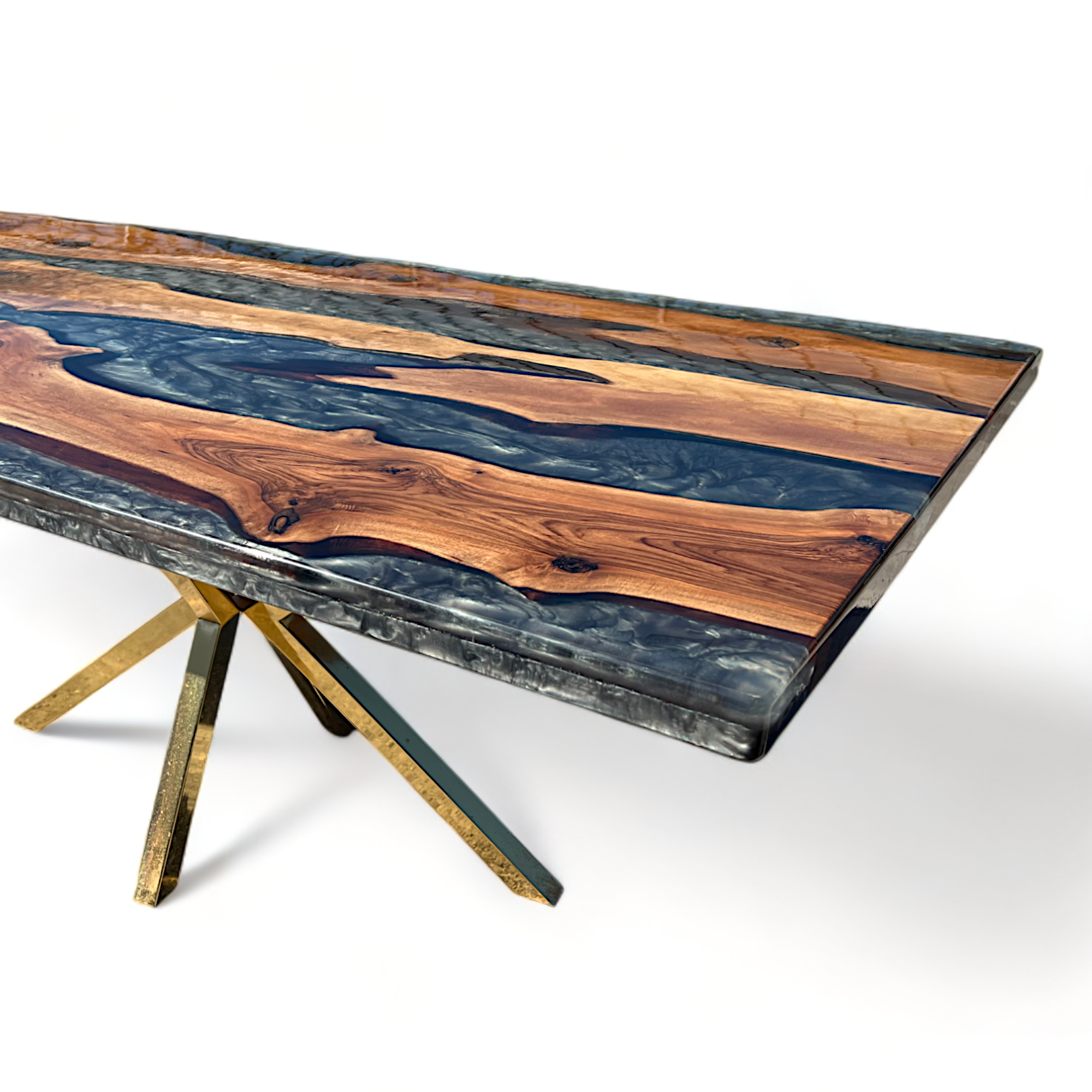 Handcrafted Resin River Epoxy Walnut Table